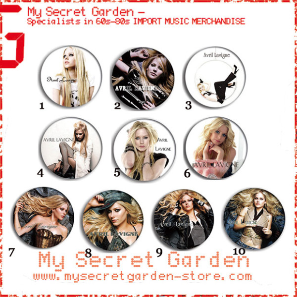 Avril Lavigne - Portrait Pinback Button Badge Set 2a ( or Hair Ties / 4.4 cm Badge / Magnet / Keychain Set )
